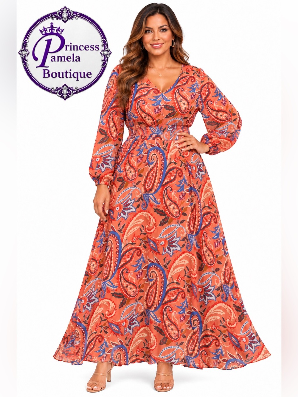 #76-7 Belle Boho Rustic Paisley Dress